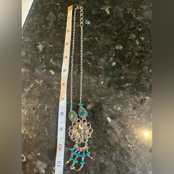 Sterling silver and turquoise necklace - Picture 2 of 3